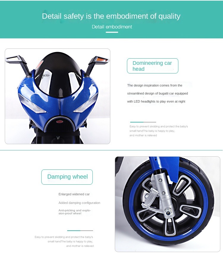 2-10 Years Age Unisex Children's Electric Ride On Motorcycle with Lighting and Music