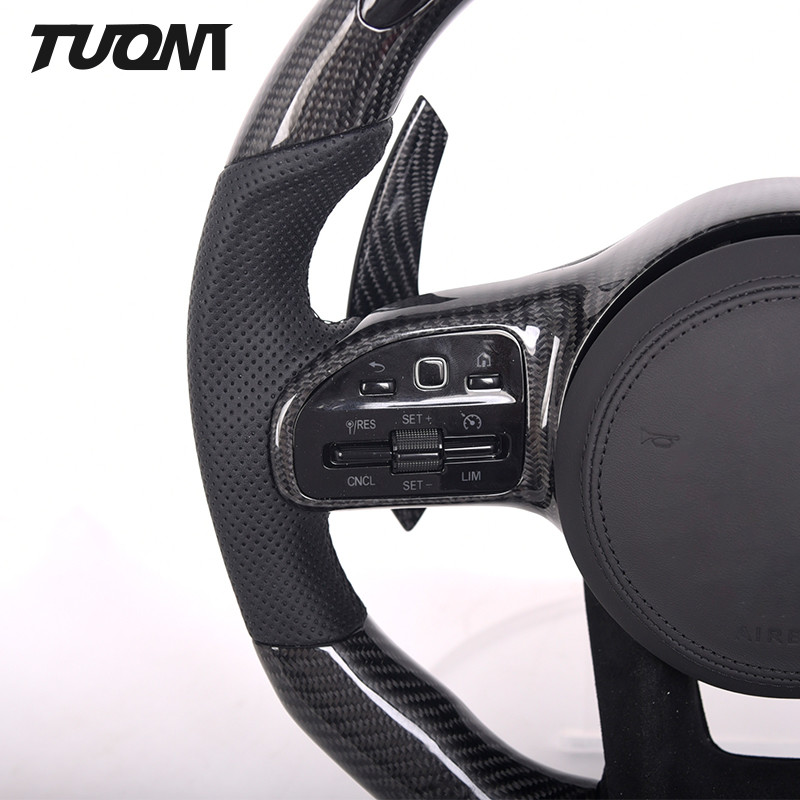 LED Mercedes Car Carbon Fiber Steering Wheel W204 Amg Benz Perforated Leather