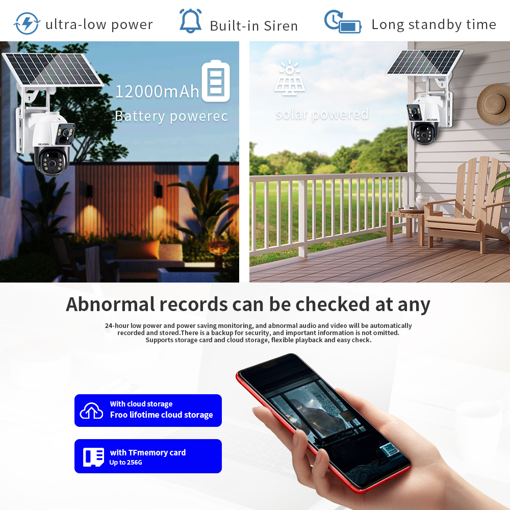 4G Solar Remote Monitoring Network Camera C2480WG-10i with CMOS Sensor and Metal Front