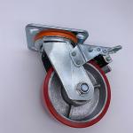 6 Inch Heavy Duty Caster with Red Polyurethane on Steel Wheels