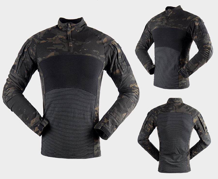 Customized Color Men's Long Sleeve Knitted Shirt Uniform for Summer Frog Training Suit