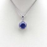 Women Jewelry 8mm Round Sapphire Cubic Zircon Pendant Necklace (JR055-P)