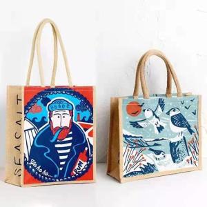 Wholesale 12colors Printing Waterproof Burlap Tote Bag Hemp Material from china suppliers