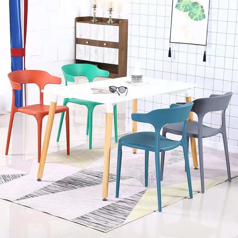 Waterproof Plastic Stacking Dining Chairs Colorful Green Plastic Dining Chairs