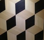 oak parquet tiles, artistic parquets, black & white stained, 3D showing