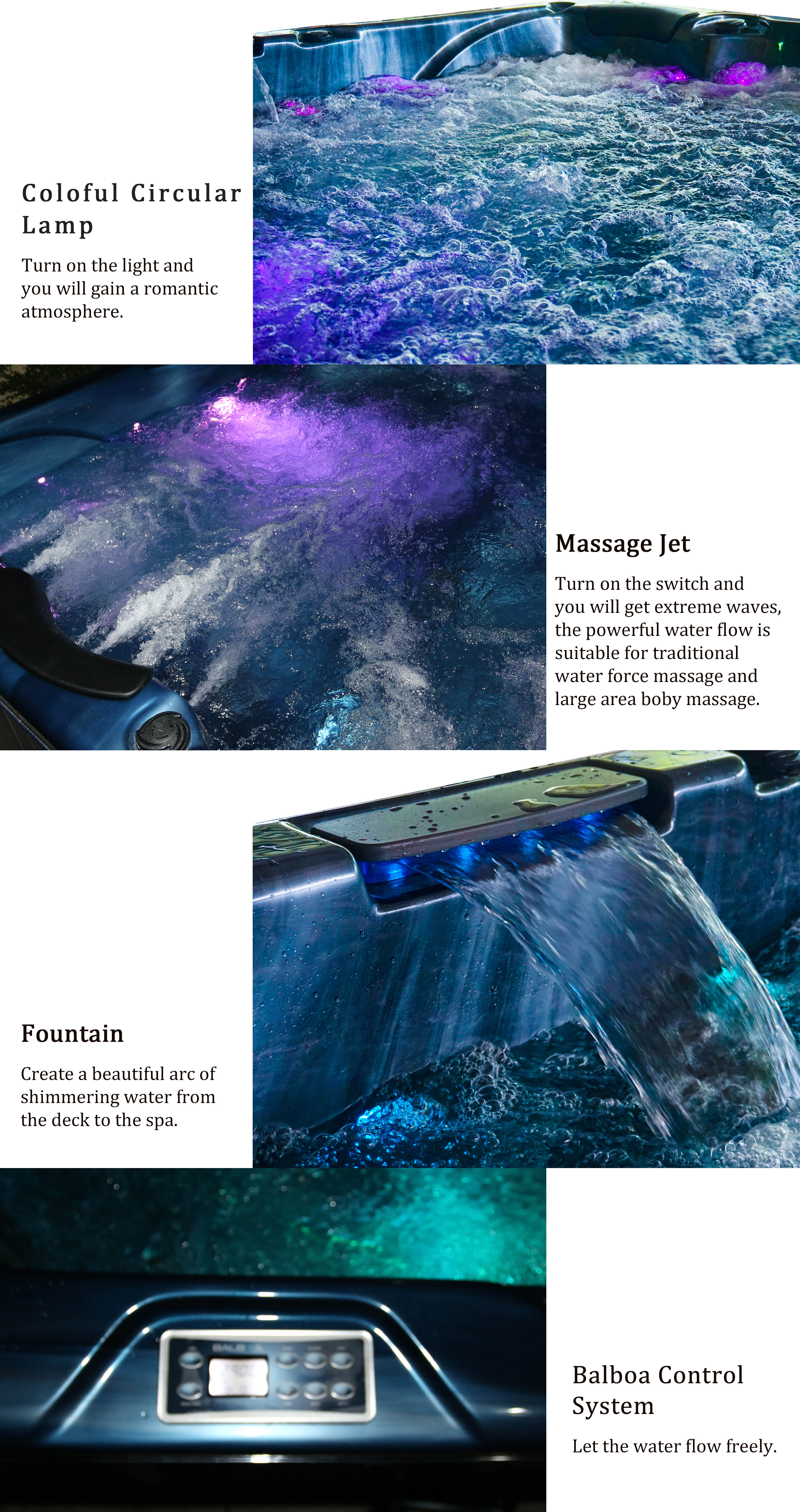 6 Person Acrylic Freestanding Massage Hot Tub Outdoor Whirlpool Spa Bathtub With 3 Seats & 3 Loungers