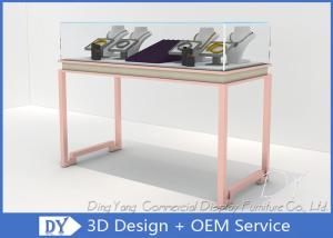 Wholesale Gorgeous Rose Gold Stain Steel Glass Jewelry Store Showcases With Locks / Lights from china suppliers