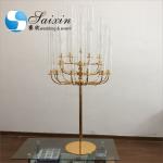 New wedding decoration tall 25 arms White standing metal candelabras with glass