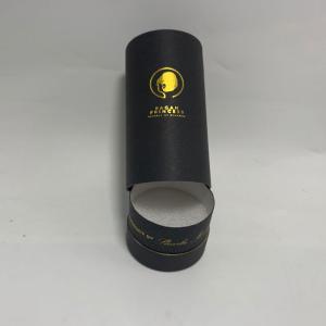 Wholesale Black Card Cylindrical Paper Box Gold Hot Stamping Cardboard Cylinder Tubes from china suppliers