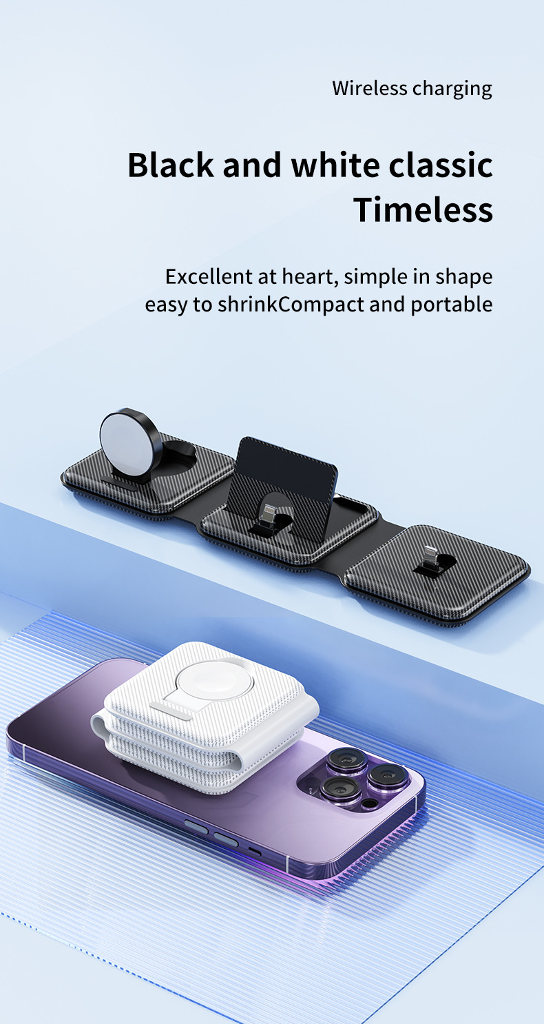 Foldable Magnetic 3 In One Wireless Charger Vertical Fast Speed