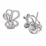 18K White Gold Butterfly Pave Diamonds Stud Earrings for Women Gift (GDE014)