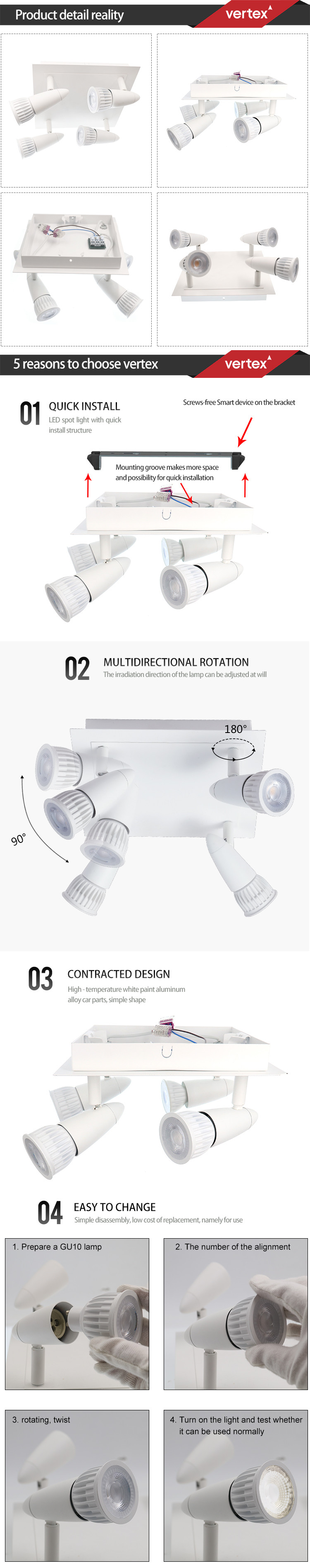VERTEX IP20 LED Ceiling Track Light Fixtures CCT Switchable