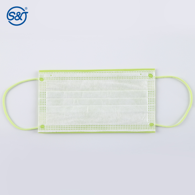 Disposable Medical / Surgical Face Mask Respirator Fresh Green Cotton Ear Loops 4-ply Fully Colore Hospital Dental Daily Use
