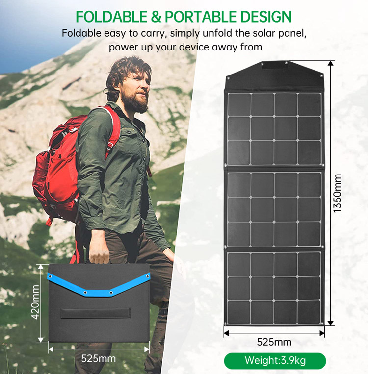 Mono Cells Portable Solar Panels Battery Charger 90W 130W 220W For Camping Van RV Trip