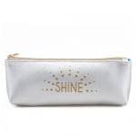Washable Silver Custom Cosmetic Bags With Double Side Lamination , Travel