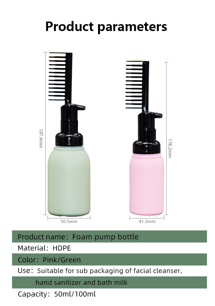 50ml 100ml Foam Pump Bottle Comb Applicator For Salon Hair Coloring Dyeing