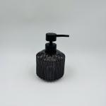 5pcs Glass Bathroom Accessories Set Black With Round Shape Ribbed Vertical