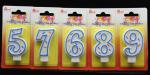 Birthday Candles Handmade Number Candle with Blue Edge and 3 Colors Lines