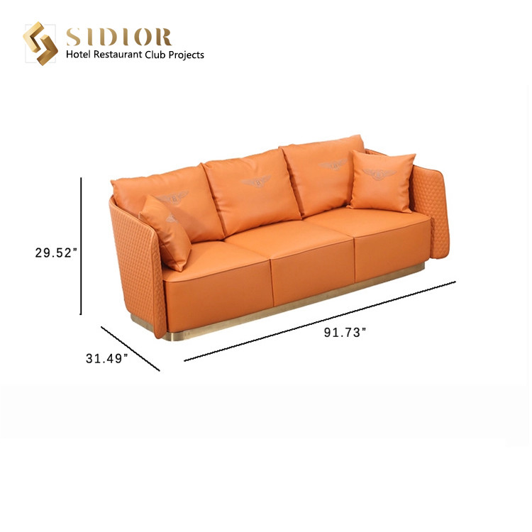 Morden Design Sofa, Lobby sofa, Leisure sofa, Hotel Sofa, PU Leather Upholstery, High Density Foam, Stainless Steel Base