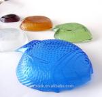 Fish Shaped Embossed Colorful Glass Charger Plates