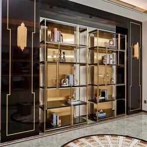 Wholesale Modern stainless steel cabinet tempered glass wine book shelf use display rack from china suppliers