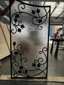 Wholesale custom Wrought Iron Glass With 12mm*12mm Steel Bar For Wood Door from china suppliers