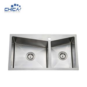 Wholesale Double Bowl Handmade kitchen Sinks SUS304 stainless steel Kitchen Sinks from china suppliers