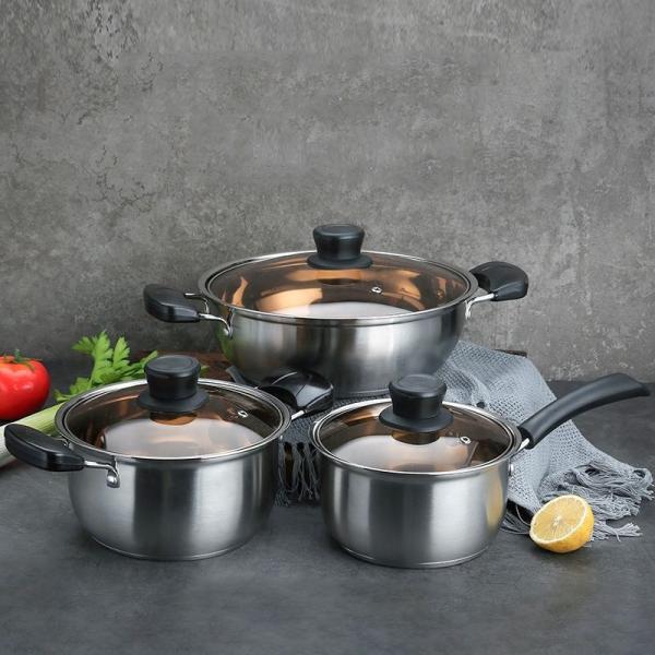 New Design Korean Style Cooking Set 6 Piece Kitchen Cookware 18/8 Stainless