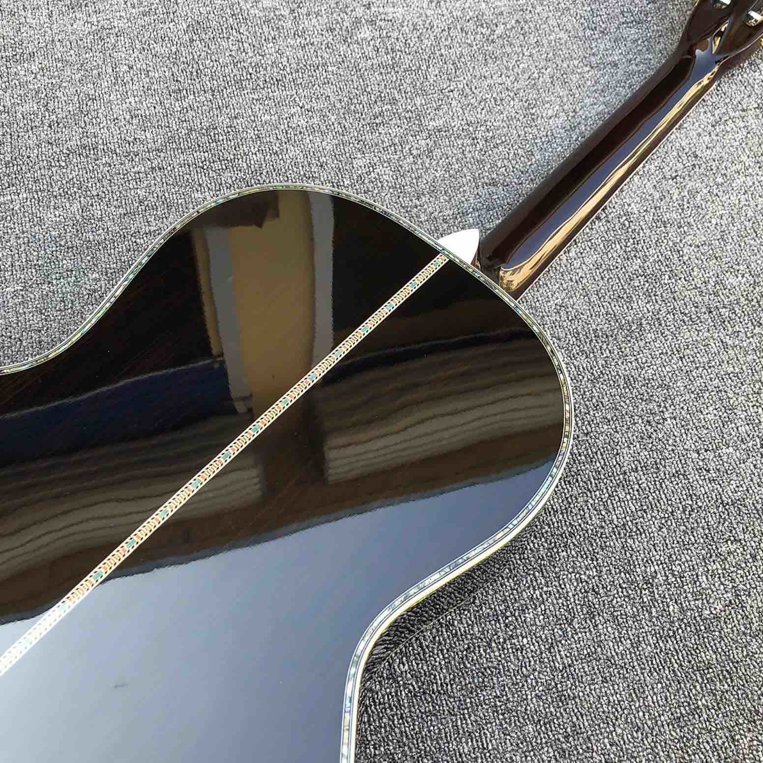 000 style Abalone inlays Ebony fingerboard classic ooo 39" Acoustic Guitar solid spruce top Free shippin