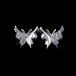 Heart / Flower Shaped Silver Cubic Zirconia Earrings For Woman / 925 Sterling
