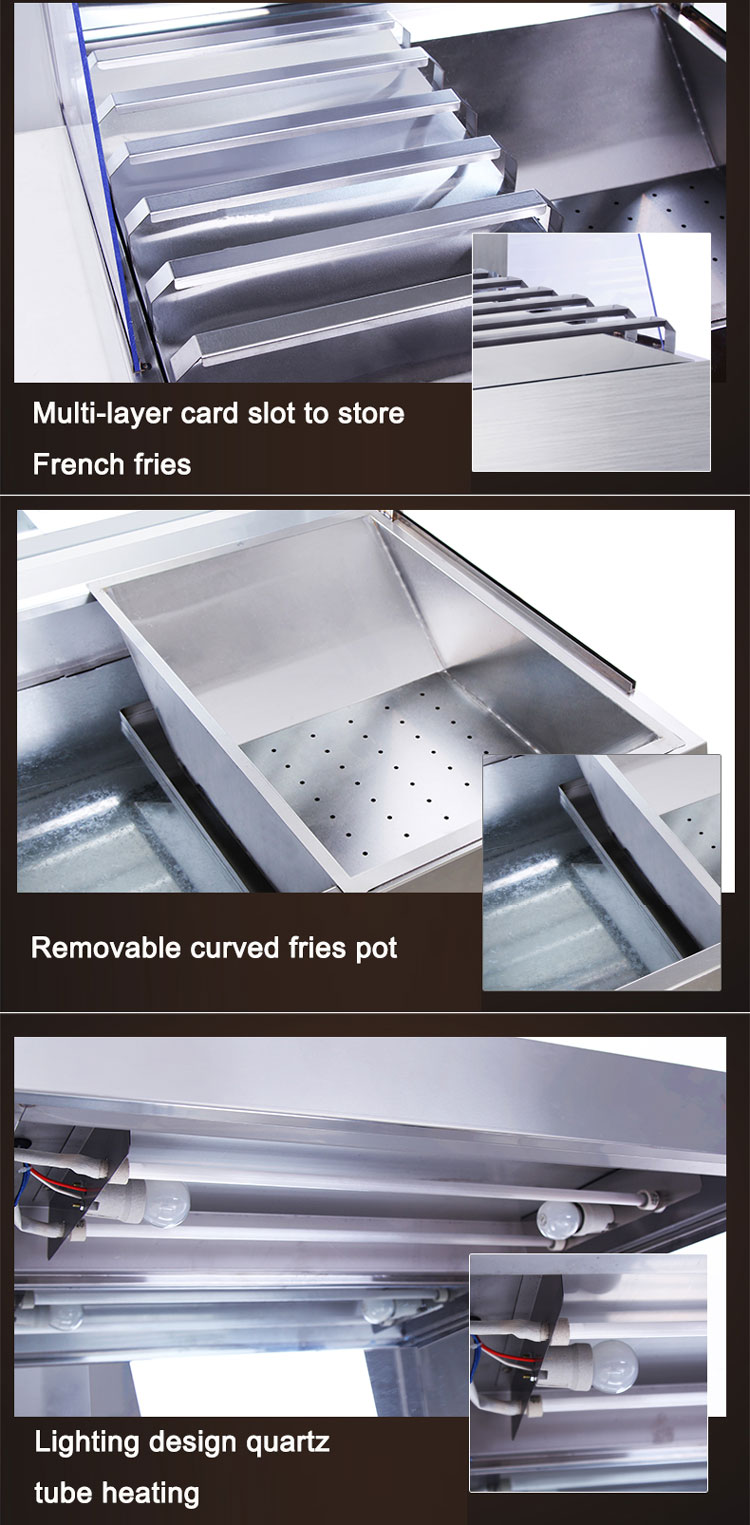 1.6KW Multifunctional Large Capacity Chip Warmer Display for Commercial Food Service