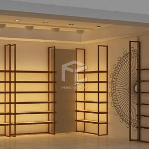 China MDF Shoe Rack Display Showroom Interior Design Customized Color on sale