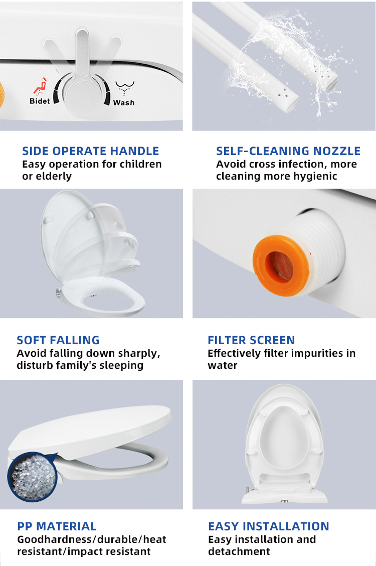 PP Material Smart Bidet Toilet Seat Cover 473.5*370.5*62.5mm For Female Cleaning