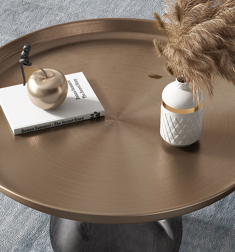 Brushed Brass Stainless Steel Top Bell Side Table Nordic Round