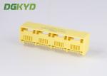 Yellow plastic housing 1X4 Multi Port RJ45 connectors ethernet female socket