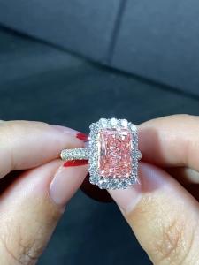 Wholesale 3.1ct Radiant Lab Grown Diamond Ring Pink Diamond Classic Tennis Jewelry Custom-Made Design from china suppliers