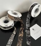 French 2.5cm Ink Printed Ribbon Flower Bouquet Tie Gift Bow DIY Floral Materials