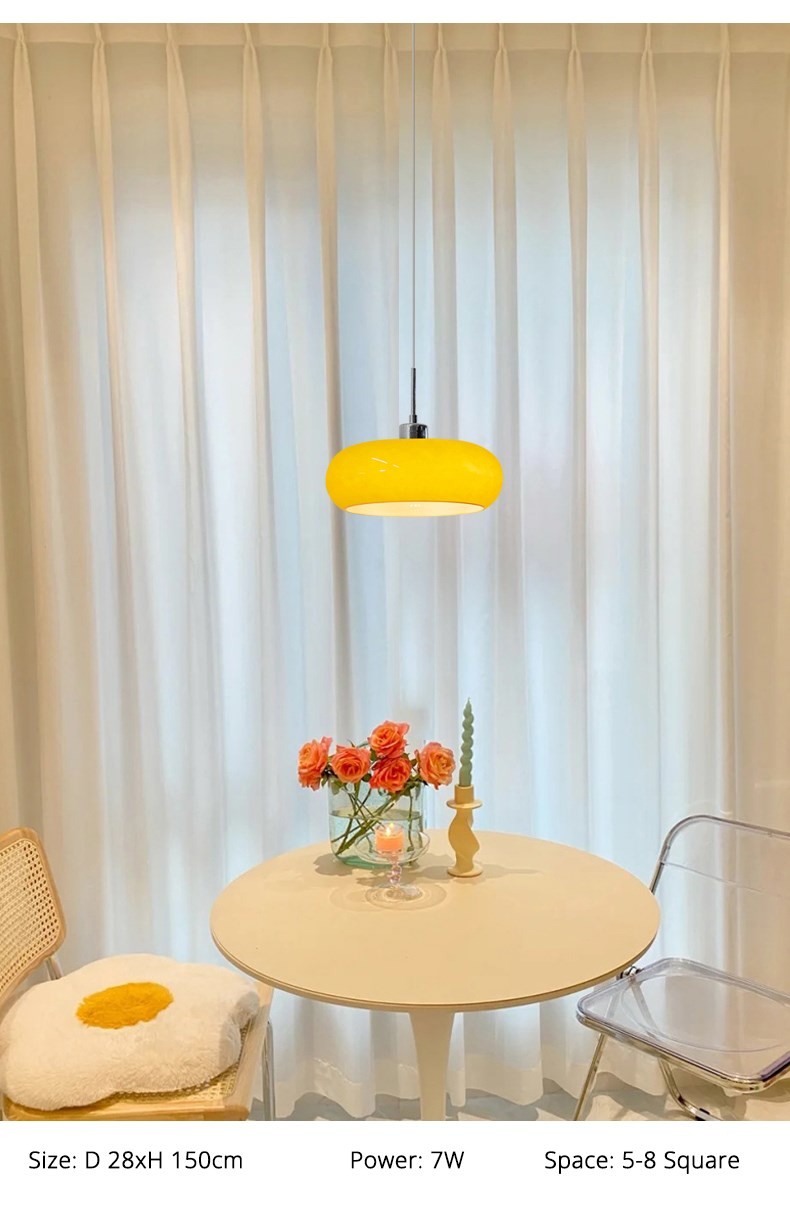 Bauhaus Pendant Light Retro Dining Room Hanging Light Cream Custard Tart Light(WH-AP-556)