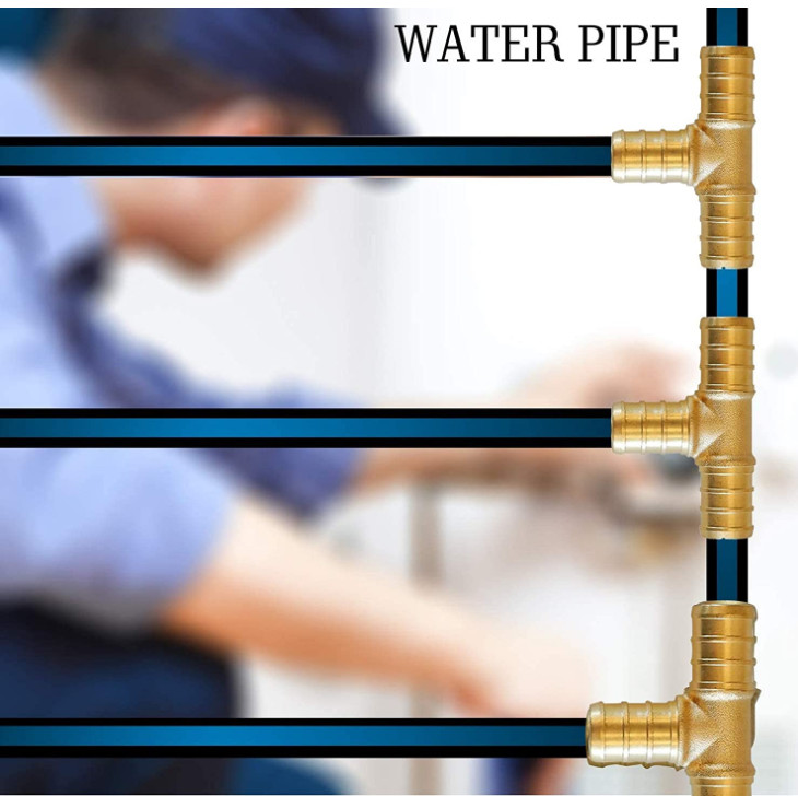 1/2 Inch Lead Free Brass Hose Barb , T PEX Tee Brass Barbed Fittings