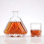 500ml Unique Shaped Glass Whisky Liquor Bottle with Collar Material Aluminum