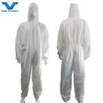 White S-5XL CE Certified Type 5/6 Micro-Porous Hooded Coveralls for Safety
