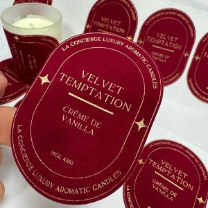 Wholesale Eco Friendly Customized Print Logo Velvet Embossed Gold Candle Label Sticker for Candle Jar from china suppliers