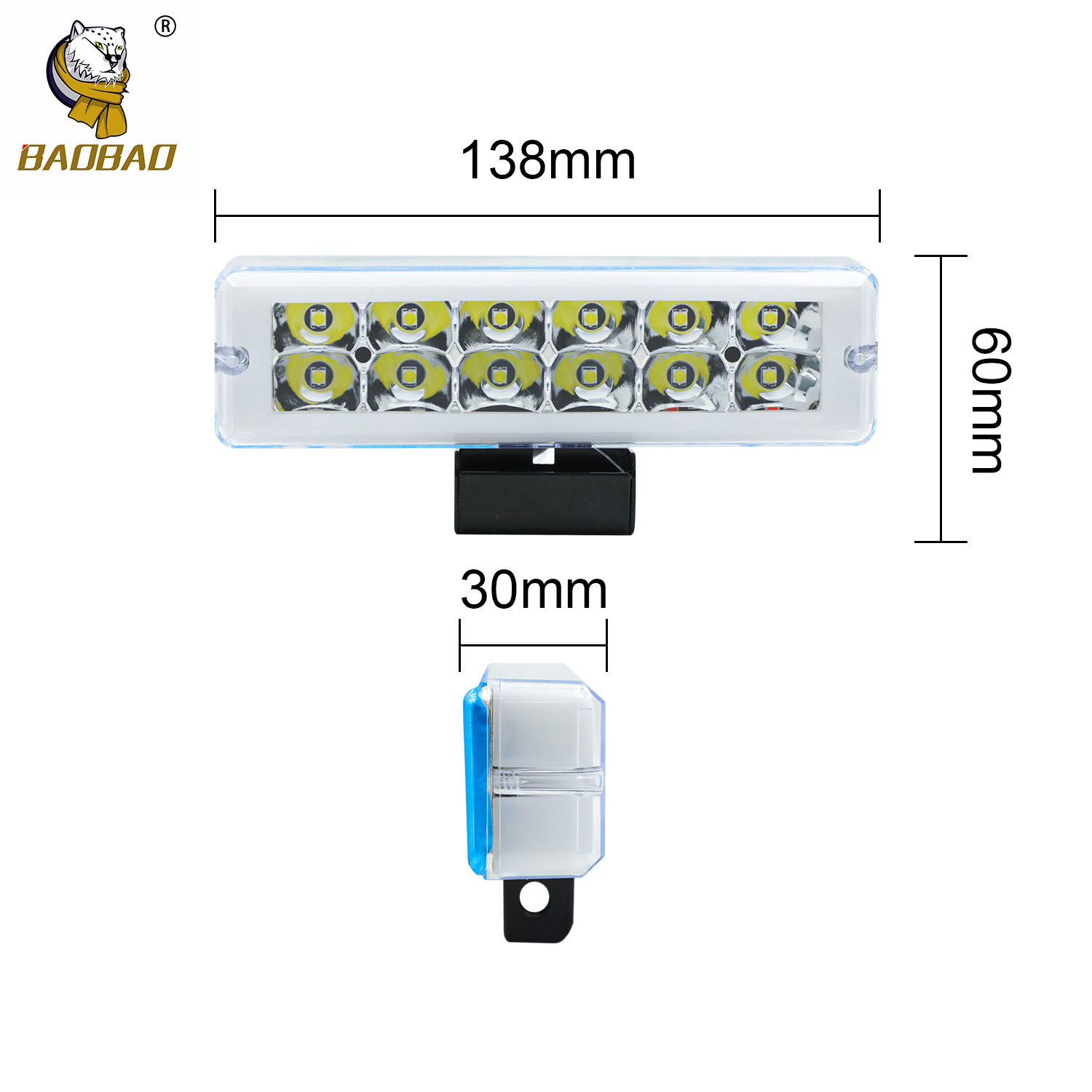 6 LED White Rectangle Design LED Work Light Bar For Auto For Truck