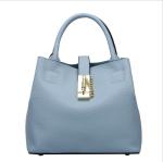 Womens Drawstring Bags Plain Genuine Leather One Shoulder Bags Soft Bucket High