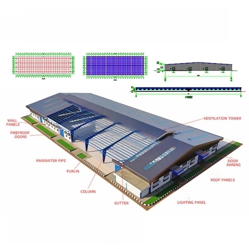 Hurricane Proof Metal Kit Industrial Steel Frame Building Q235B Q355B ASTM A36