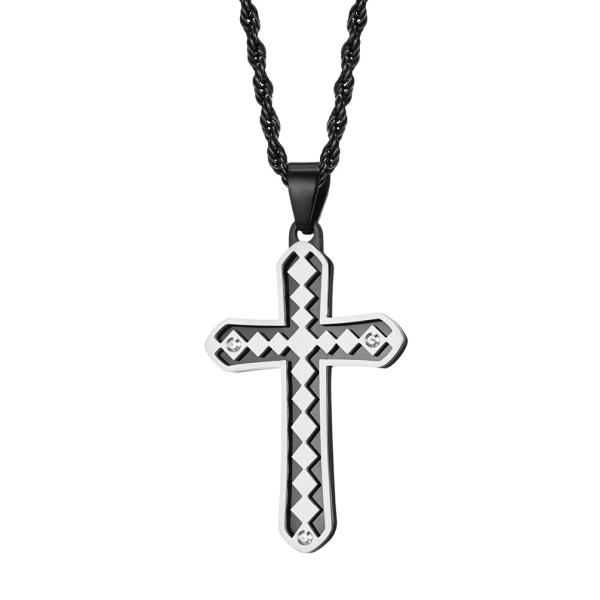 In Stock Stainless Steel Mens Womens Cross Necklace Lord's Prayer Pendant 3