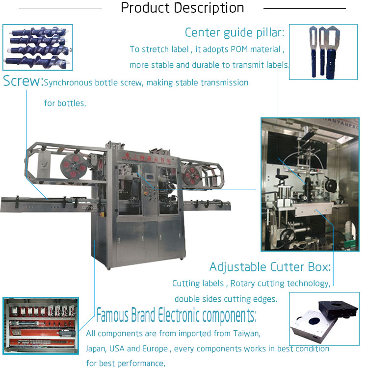 PVC/PET Drinking Water Bottle Labeling Machine , 5.0KW Bottle Sleeving Machine