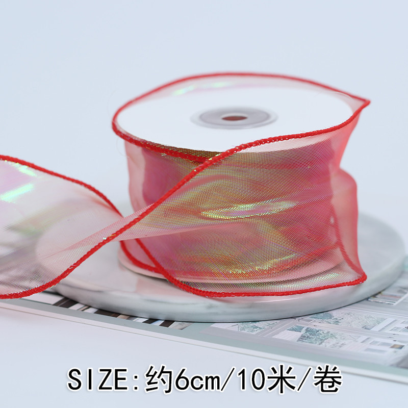 40mm Polyester Organza Ribbon With Satin Edge Shinny Pink Organza Ribbon