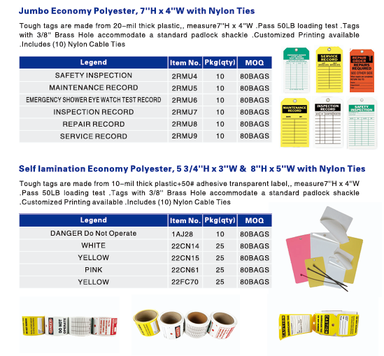 Customize Film Plastic Safety Tag Can Write Waterproof Vinyl Hang Tags