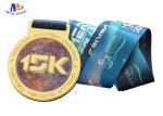 Colorful Printing Custom Sports Medals 15K Medailles With Heat Transfer Ribbon